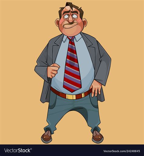 Cartoon Funny Man In Suit With Tie Looking Up Vector Image