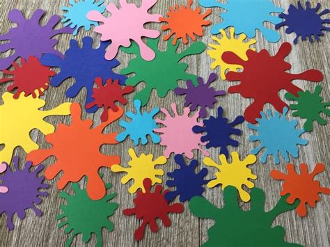 Rainbow Art Party Paint Splatter Confetti 3 Sizes Of Etsy