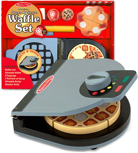 Wooden Press And Serve Waffle Set
