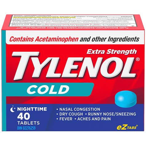 Tylenol Cold Nighttime Extra Strength 40 Cool Burst Tablets