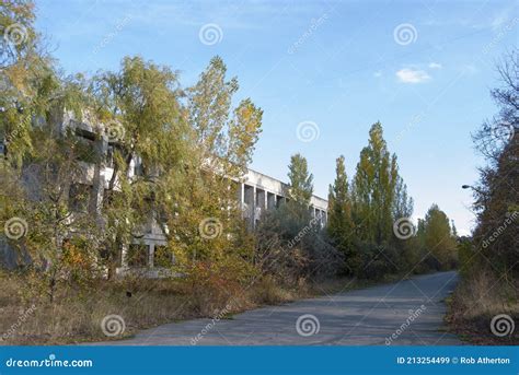 The Abandoned Streets And Buildings In The Town Of Pripyat In The