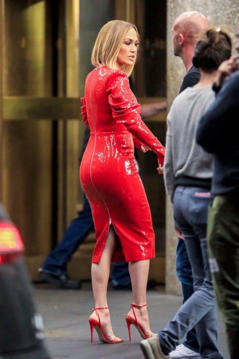 Jennifer Lopez Sexy Red Dress At “marry Me” Movie Set In New York