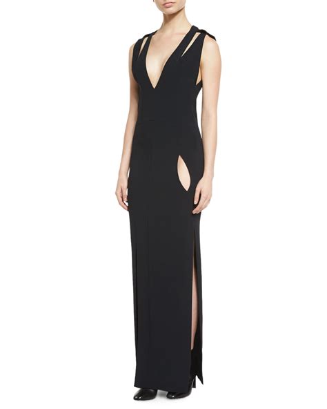 TOM FORD Sleeveless Double Strap Cady Gown Black