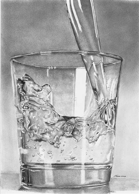 Glass Of Water By Carl Moore Realistic Drawings Water Drawing