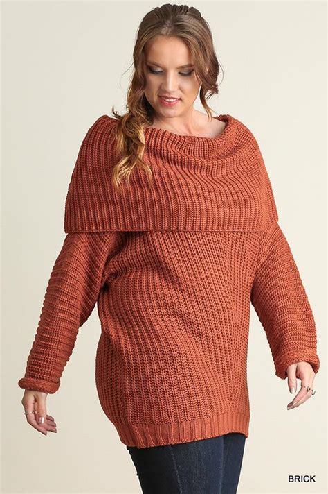 Plus Size Rust Chunky Oversized Sweater Tunic Top Long Sleeves Xl1x