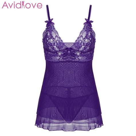 Avidlove Sexy Sleepwear Double Natural Patchwork Sexy Night Lingerie Color Women Wear Mini G