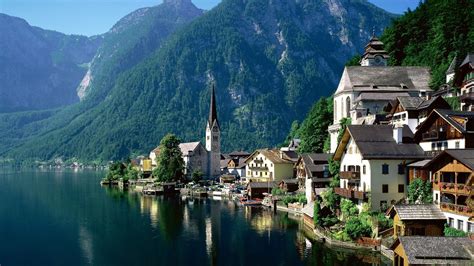 Wonderful Mountain Village Hallstatt Austria Wallpaper Backiee