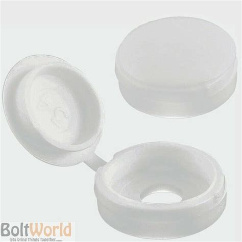 6g 8g White Small Plastic Hinged Screw Cover Washer Caps Screws
