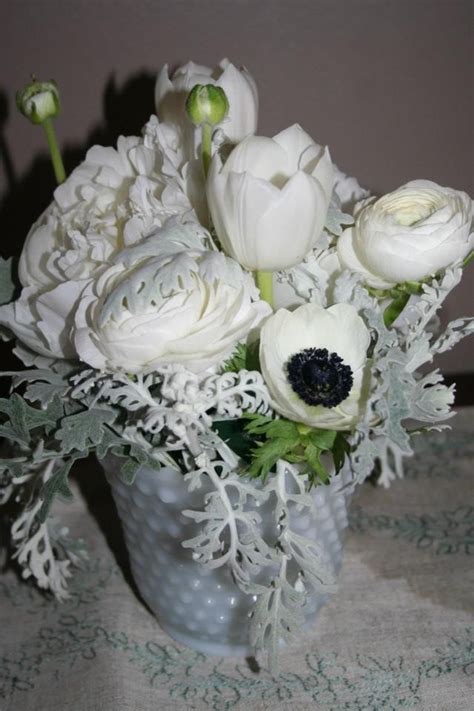 Anemones Tulips Ranunculus Stock And Dusty Miller Dusty Miller