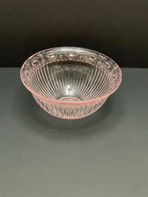 Blush Pink Depression Glass Serving Bowl 4 5 X 9 Etsy