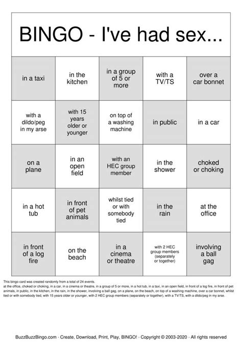 Sex Act Bingo Bingo Cards To Download Print And Customize Kienitvc