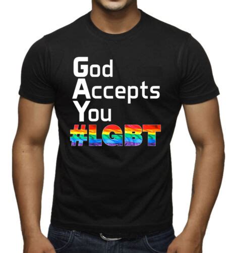 Mens Rainbow Lgbt God Accepts You Black T Shirt Lesbian Gay Bi Pride Tee V203 Ebay