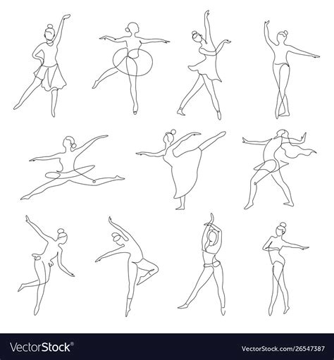Ballet Or Contemporary Dancer Outline Isolated Vector Image