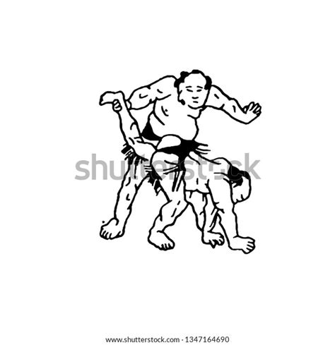 Hand Drawn Illustration Sumo Man Wrestlers Stock Vector Royalty Free 1347164690 Shutterstock