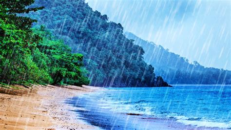 Rain On Beach White Noise Tropical Rainstorm And Ocean Waves Sounds For