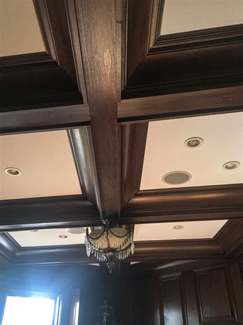 The ceiling or top of an interior set, made of cloth, a flat, or two or more flats hinged together. Coffered Ceiling | BDM Residential Remodeling