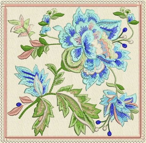 Fantasy Flowers Jacobean Machine Embroidery Design Pattern In Etsy