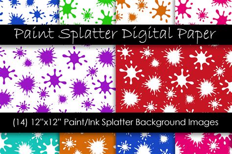 Paint Splatter Digital Paper By Gjsart Thehungryjpeg