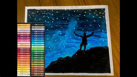 Dark Night Sky Drawing With Oil Pastels Step By Step