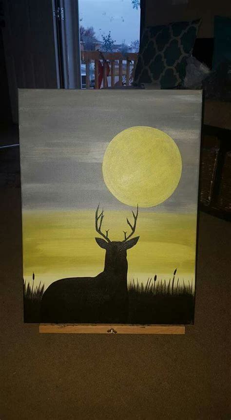 Silhouette Deer Painting Canvases Diy Painting Painting And Drawing