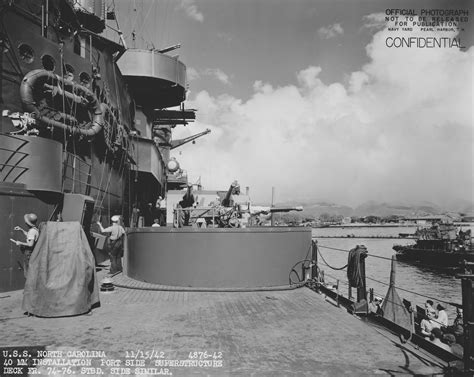 Photo Side View Of A Twin 40mm Bofors Mount Aboard Uss North Carolina