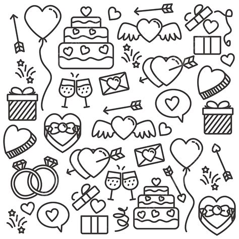 Love Doodles Vector Illustration Set Of Love And Wedding Element Vector