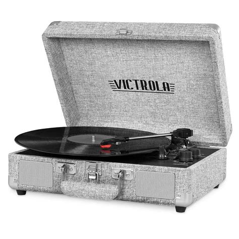 Victrola Bluetooth Suitcase Record Player With Speed Turntable VSC BT LGY The Home Depot