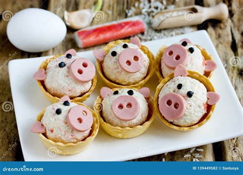 Funny Pigs Shaped Snack Tartlets Stock Photo Image Of Easter Cooking