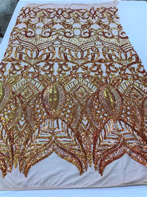 Amazon Com 4 Way Stretch Iridescent Sequins Embroidery Laced Fabrics