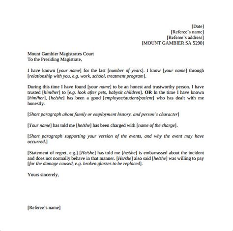 Letter To Court Template