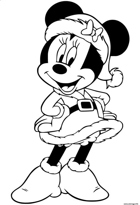 Coloriage Minnie Wearing Santa Hat Dessin Noel Disney Imprimer