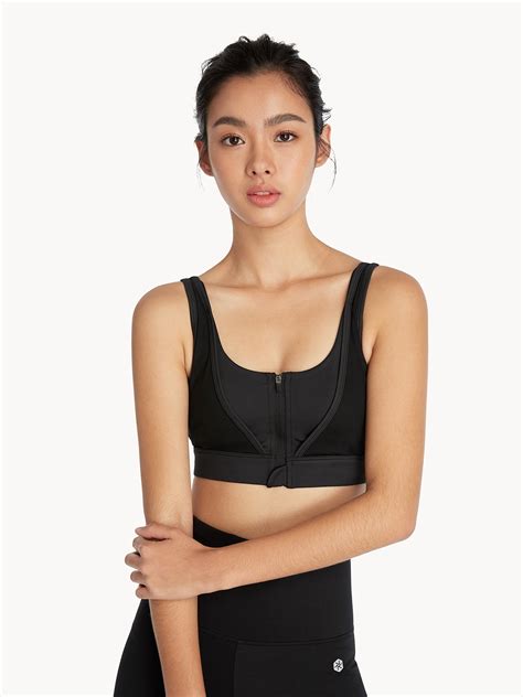 zipped cut out sports bra black pomelo fashion