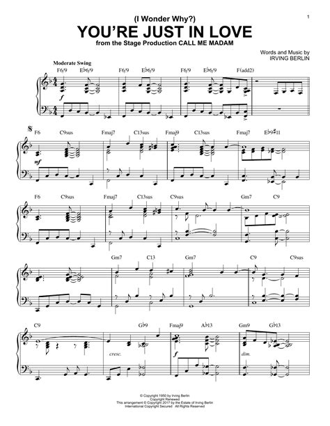 I Wonder Why You Re Just In Love [jazz Version] Sheet Music Irving Berlin Piano Solo