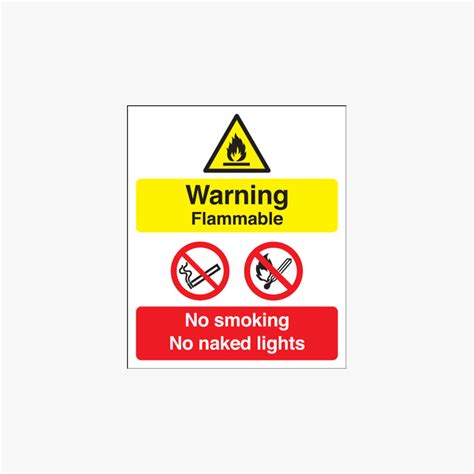 Warning Flammable No Smoking Naked Lights Plastic X Signs