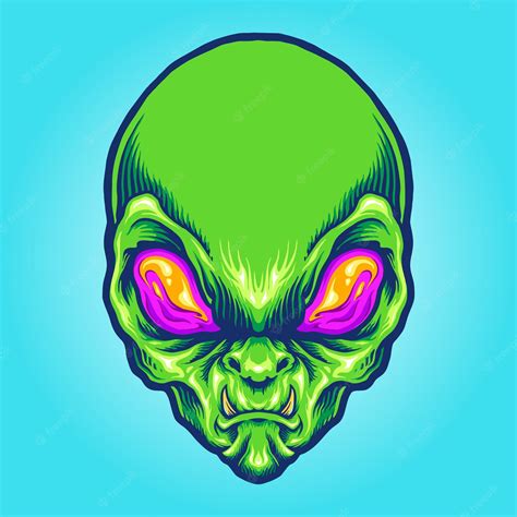 Premium Vector Green Alien Head Angry Mascot