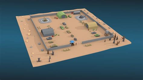 3d Model Low Poly Military Base Pack Vr Ar Low Poly Cgtrader