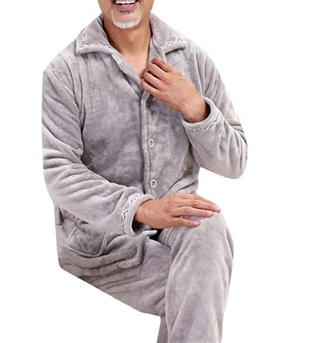 Jaycargogo Mens Winter Flannel Pajamas Set Thicken Long Sleeve 2 Piece Set Sleep Sets Clothing