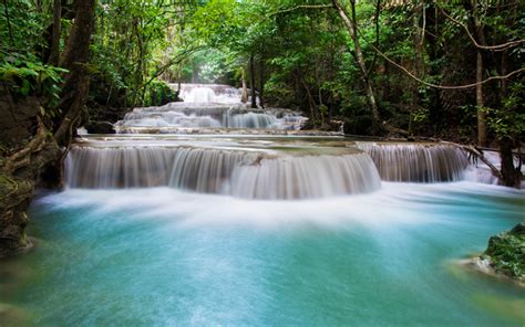 Download Wallpapers Waterfalls Cascade Thailand Rainforest River