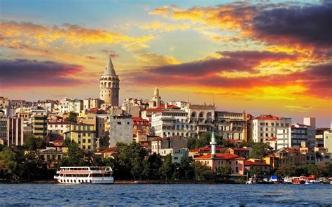 Galata Tower Ferry Sea Of Marmara Turkey Near 2k City High