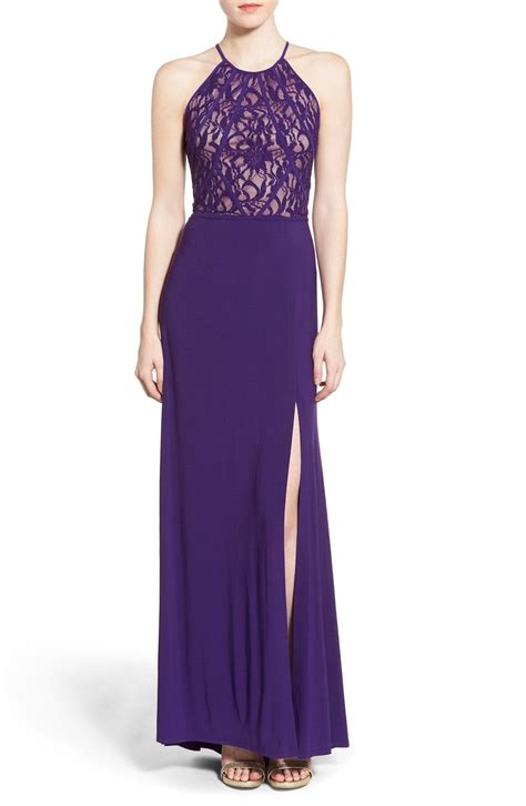 Morgan And Co Avery Lace Bodice High Neck Gown Nordstrom Nordstrom Prom Dresses High Neck