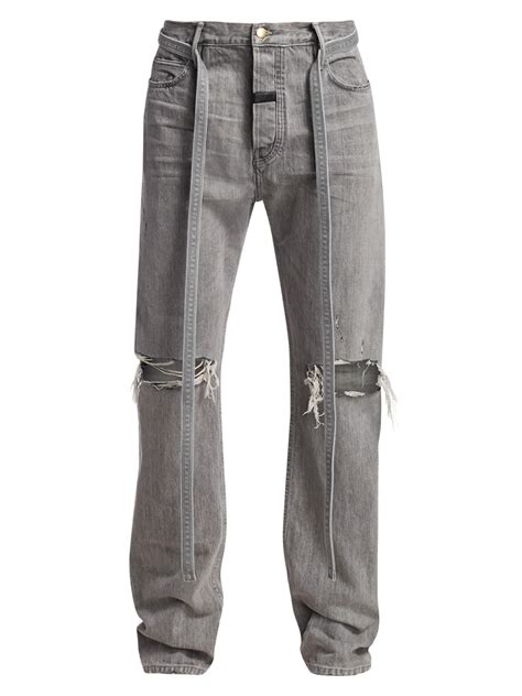 Fear Of God Relaxed Distressed Tie Waist Jeans In Gray For Men Lyst
