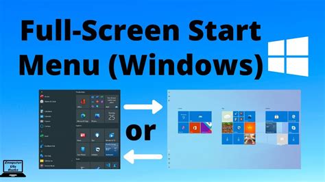 How To Enable Or Disable The Full Screen Start Menu In Windows 10 Youtube