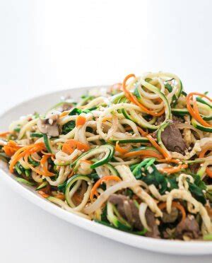 Flavorful korean zucchini noodles with healthy lean been that takes your asian cooking to the next level. Korean Zucchini Noodles Recipe - Japchae | Steamy Kitchen