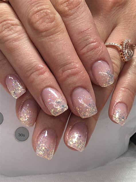 Ombré French Crystal Glitter Gel Nails Light Elegance Swing By Sweden