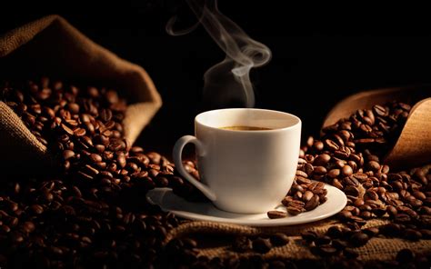 배경 화면 커피 콩 뜨거운 컵 커피 가방 2560x1600 Hd 그림 이미지