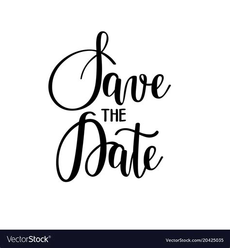 Save Date Calligraphy Digital Drawn Royalty Free Vector