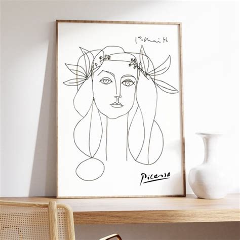 Picasso Minimalist War And Peace Female Line Art Poster Print Etsy