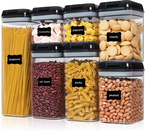 These airtight containers are designed for modular stacking, efficiently organizing kitchens and pantries without wasting precious countertop or shelf space. Airtight Food Storage Containers, Vtopmart 7 Pieces BPA ...