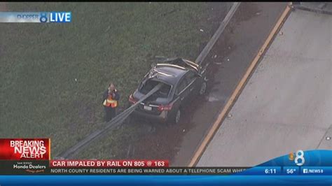 Driver Lucky To Be Alive After Car Impaled By Guardrail