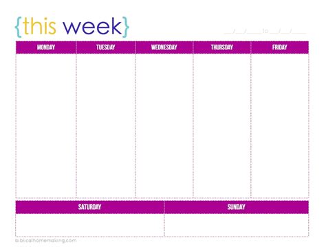 Printable One Week Calendar Template Printable Templates